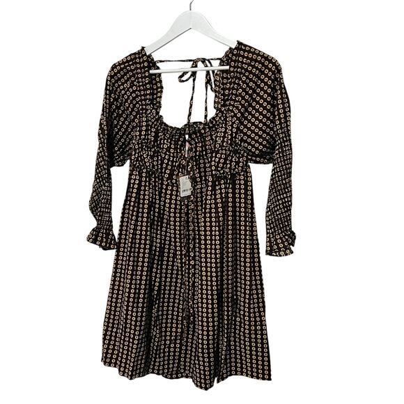 Free People Black and Cream Mini Dress - Picture 5 of 13